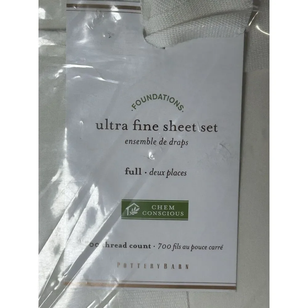 Pottery Barn Foundations Ultra Fine Sheet Set Full 700 Thread Count Ivory